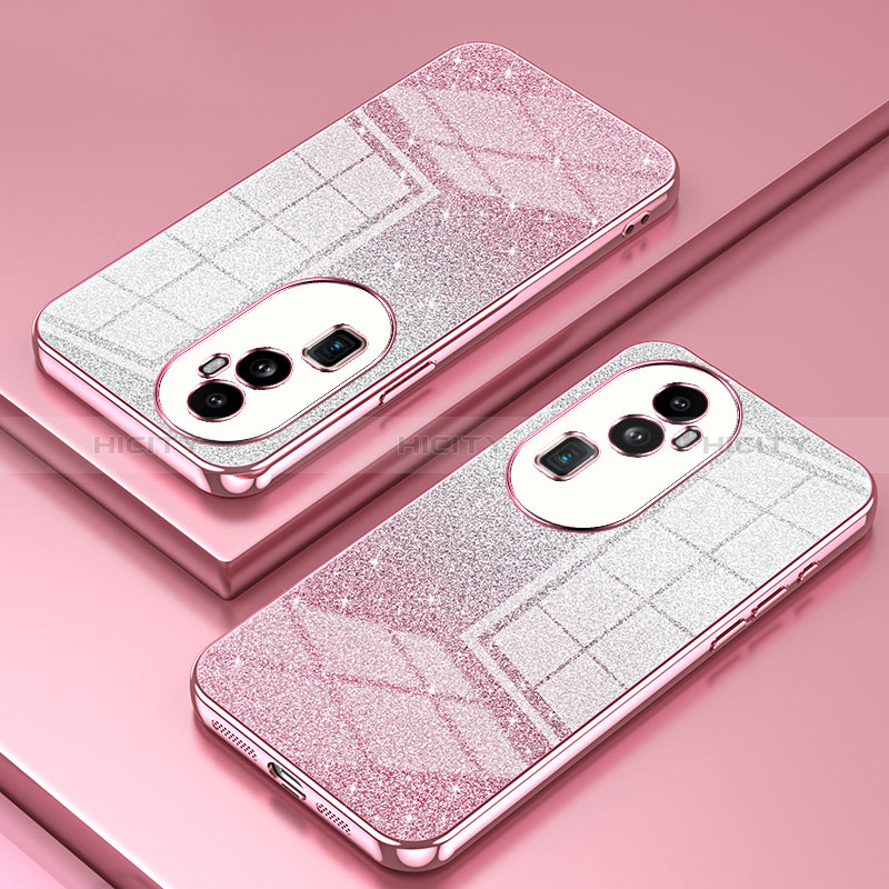 Custodia Silicone Trasparente Ultra Sottile Cover Morbida SY2 per Oppo Reno10 Pro+ Plus 5G Oro Rosa