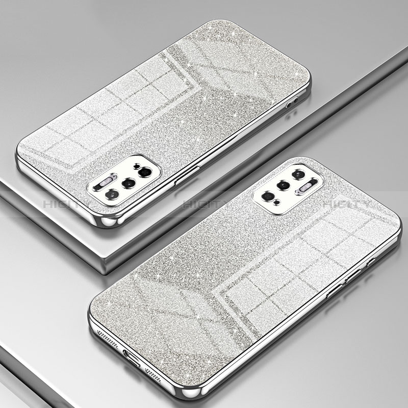 Custodia Silicone Trasparente Ultra Sottile Cover Morbida SY2 per Xiaomi Redmi Note 10 5G Argento