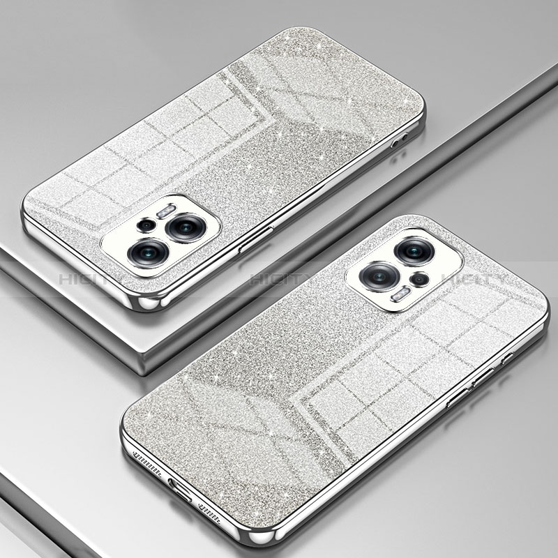 Custodia Silicone Trasparente Ultra Sottile Cover Morbida SY2 per Xiaomi Redmi Note 11T Pro 5G Argento