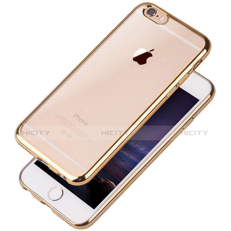 Custodia Silicone Trasparente Ultra Sottile Cover Morbida T08 per Apple iPhone 6 Oro