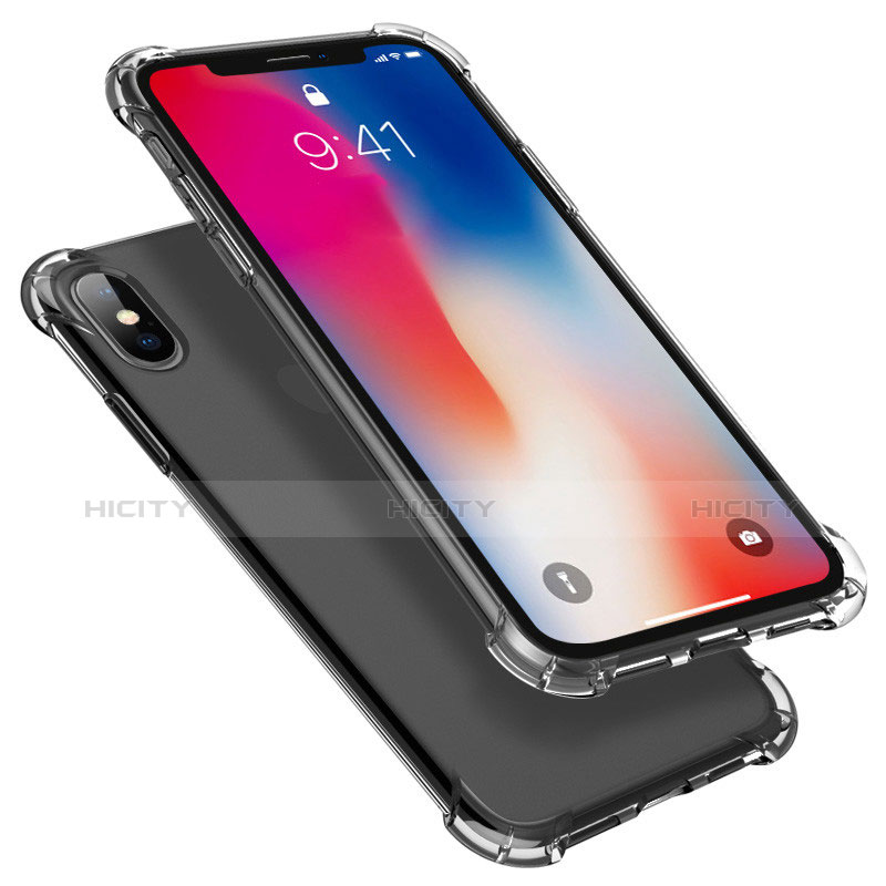 Custodia Silicone Trasparente Ultra Sottile Cover Morbida U01 per Apple iPhone X Grigio