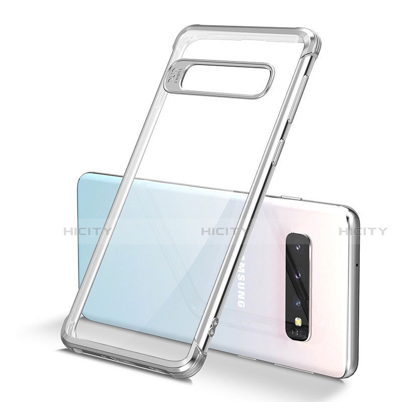 Custodia Silicone Trasparente Ultra Sottile Cover Morbida U05 per Samsung Galaxy S10 5G Argento