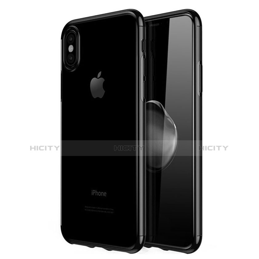 Custodia Silicone Trasparente Ultra Sottile Cover Morbida V02 per Apple iPhone X Nero