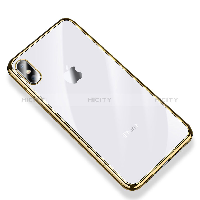 Custodia Silicone Trasparente Ultra Sottile Cover Morbida V03 per Apple iPhone Xs Max Oro