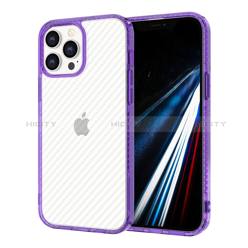 Custodia Silicone Trasparente Ultra Sottile Cover Morbida YJ1 per Apple iPhone 13 Pro Viola