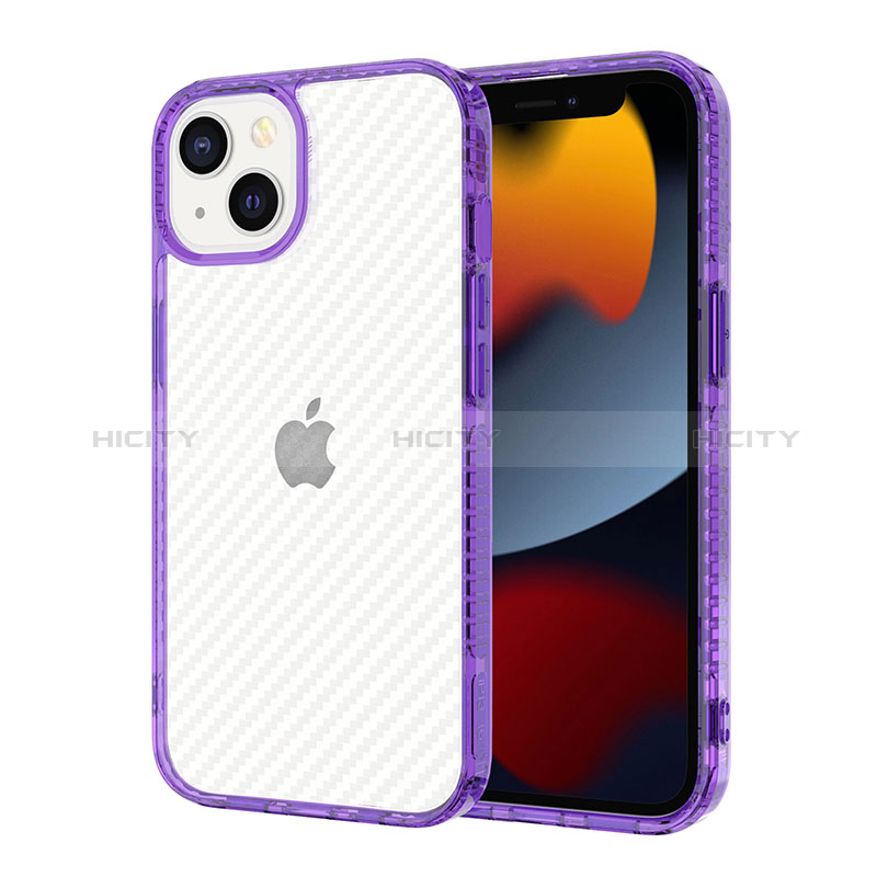 Custodia Silicone Trasparente Ultra Sottile Cover Morbida YJ1 per Apple iPhone 13 Viola