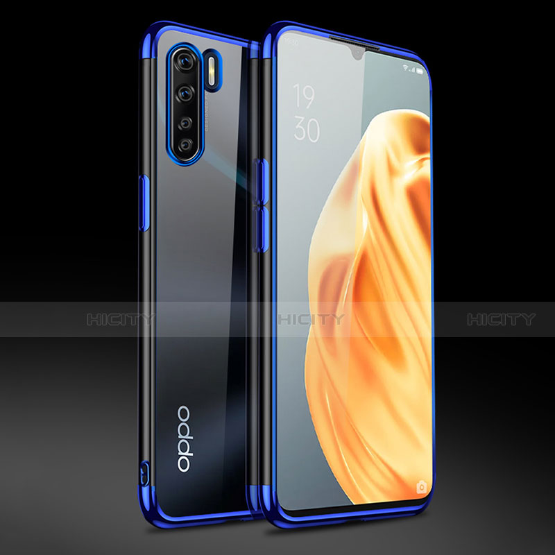 Custodia Silicone Trasparente Ultra Sottile Cover Morbida Z01 per Oppo Find X2 Lite Blu