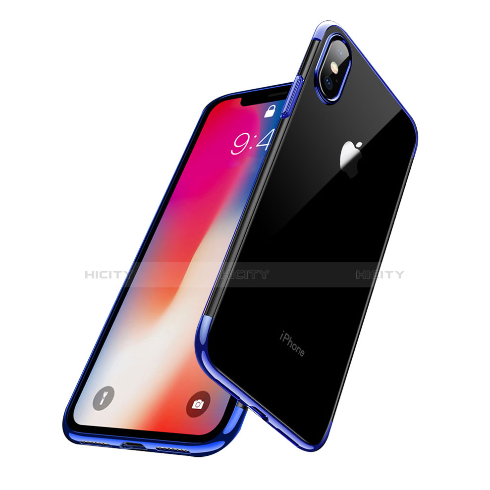 Custodia Silicone Trasparente Ultra Sottile Morbida C01 per Apple iPhone X Blu