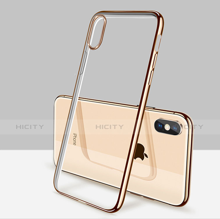 Custodia Silicone Trasparente Ultra Sottile Morbida C11 per Apple iPhone X Oro