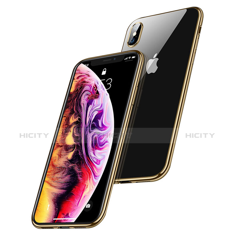 Custodia Silicone Trasparente Ultra Sottile Morbida C12 per Apple iPhone X Oro