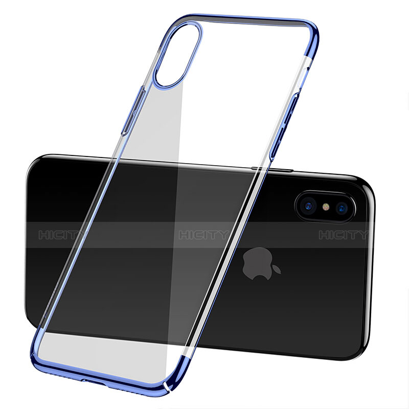 Custodia Silicone Trasparente Ultra Sottile Morbida C16 per Apple iPhone X Blu