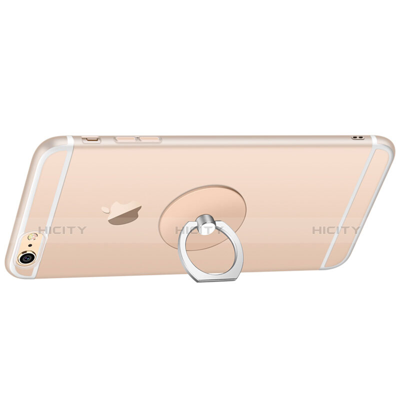 Custodia Silicone Trasparente Ultra Sottile Morbida con Anello Supporto per Apple iPhone 6 Chiaro