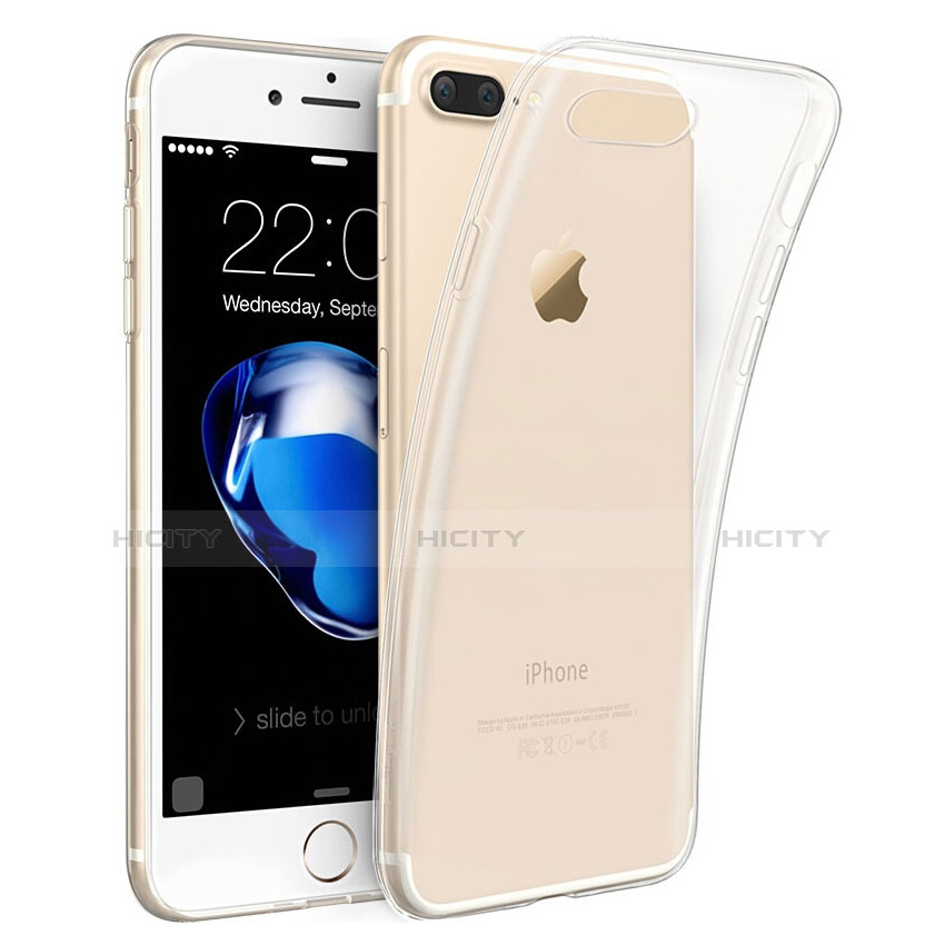 Custodia Silicone Trasparente Ultra Sottile Morbida con Anello Supporto per Apple iPhone 8 Plus Chiaro