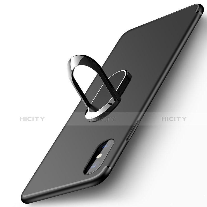 Custodia Silicone Trasparente Ultra Sottile Morbida con Anello Supporto per Apple iPhone Xs Nero