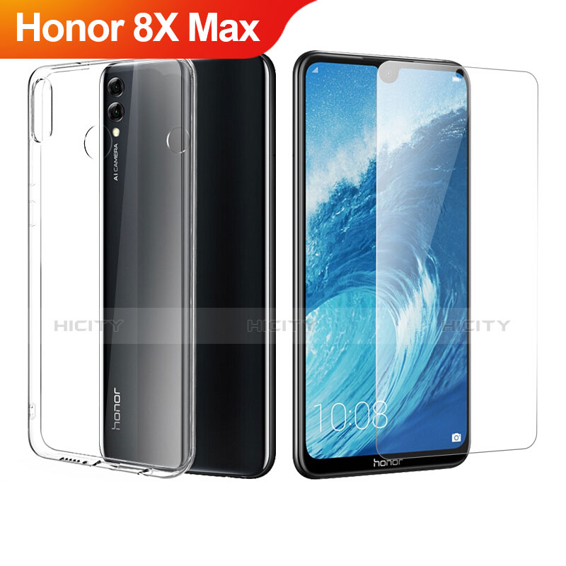 Custodia Silicone Trasparente Ultra Sottile Morbida con Pellicola Protettiva per Huawei Honor 8X Max Chiaro