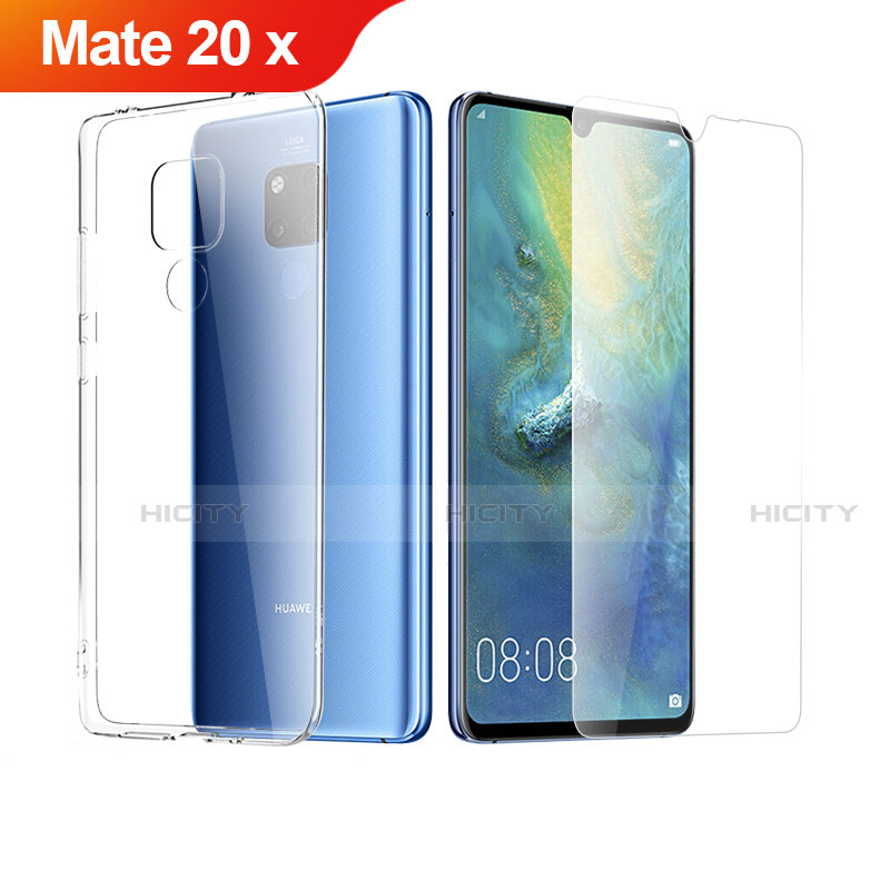 Custodia Silicone Trasparente Ultra Sottile Morbida con Pellicola Protettiva per Huawei Mate 20 X 5G Chiaro