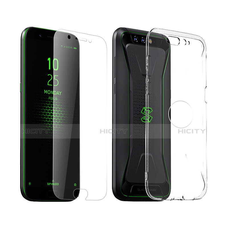 Custodia Silicone Trasparente Ultra Sottile Morbida con Pellicola Protettiva per Xiaomi Black Shark Chiaro