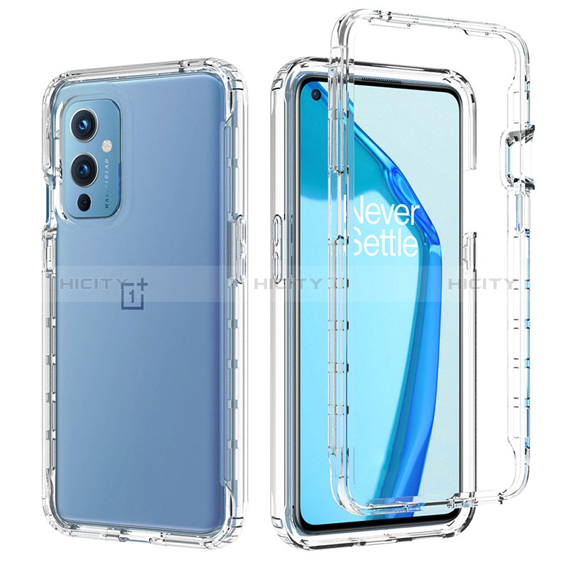 Custodia Silicone Trasparente Ultra Sottile Morbida Cover Fronte e Retro 360 Gradi Sfumato JX1 per OnePlus 9 5G Chiaro