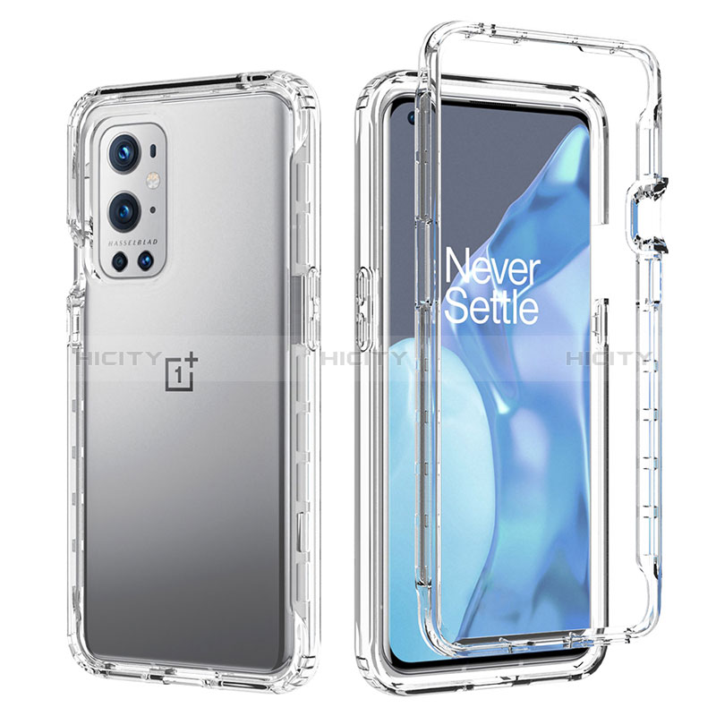 Custodia Silicone Trasparente Ultra Sottile Morbida Cover Fronte e Retro 360 Gradi Sfumato JX1 per OnePlus 9 Pro 5G Chiaro