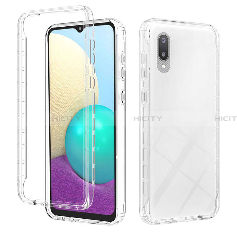 Custodia Silicone Trasparente Ultra Sottile Morbida Cover Fronte e Retro 360 Gradi Sfumato JX1 per Samsung Galaxy A02 Chiaro