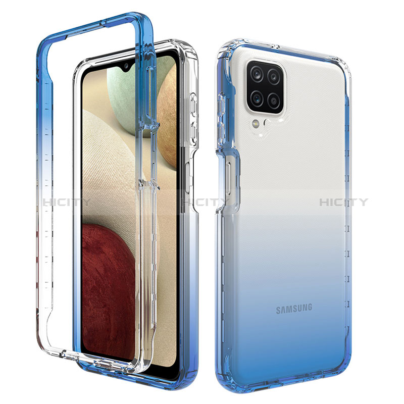 Custodia Silicone Trasparente Ultra Sottile Morbida Cover Fronte e Retro 360 Gradi Sfumato JX1 per Samsung Galaxy A12 5G Blu