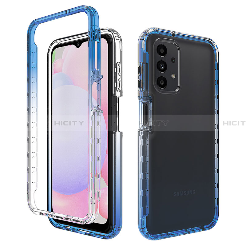 Custodia Silicone Trasparente Ultra Sottile Morbida Cover Fronte e Retro 360 Gradi Sfumato JX1 per Samsung Galaxy A13 4G Blu