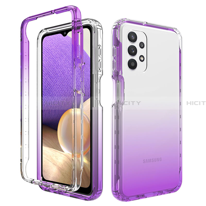 Custodia Silicone Trasparente Ultra Sottile Morbida Cover Fronte e Retro 360 Gradi Sfumato JX1 per Samsung Galaxy A32 4G Viola