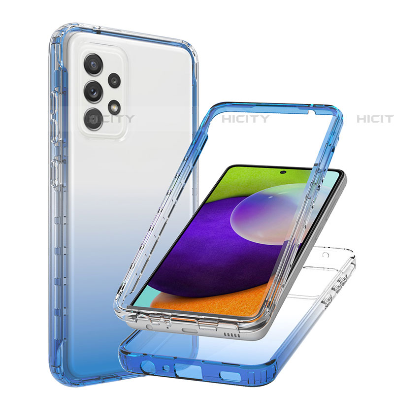 Custodia Silicone Trasparente Ultra Sottile Morbida Cover Fronte e Retro 360 Gradi Sfumato JX1 per Samsung Galaxy A52 4G Blu