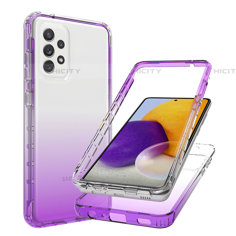 Custodia Silicone Trasparente Ultra Sottile Morbida Cover Fronte e Retro 360 Gradi Sfumato JX1 per Samsung Galaxy A72 4G Viola