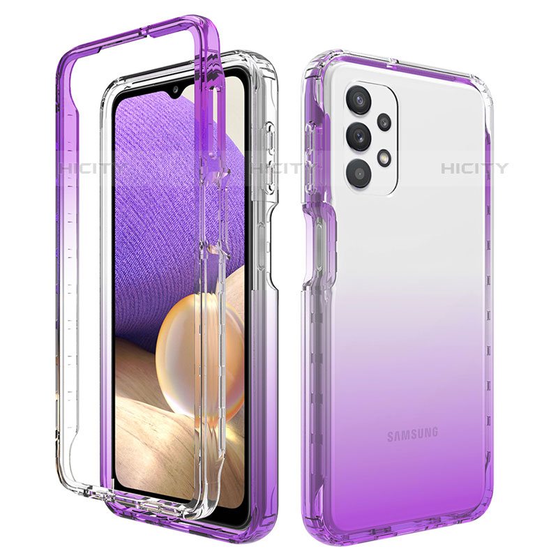 Custodia Silicone Trasparente Ultra Sottile Morbida Cover Fronte e Retro 360 Gradi Sfumato JX1 per Samsung Galaxy M32 5G Viola