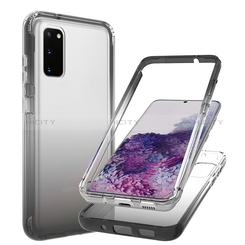 Custodia Silicone Trasparente Ultra Sottile Morbida Cover Fronte e Retro 360 Gradi Sfumato JX1 per Samsung Galaxy S20 Nero