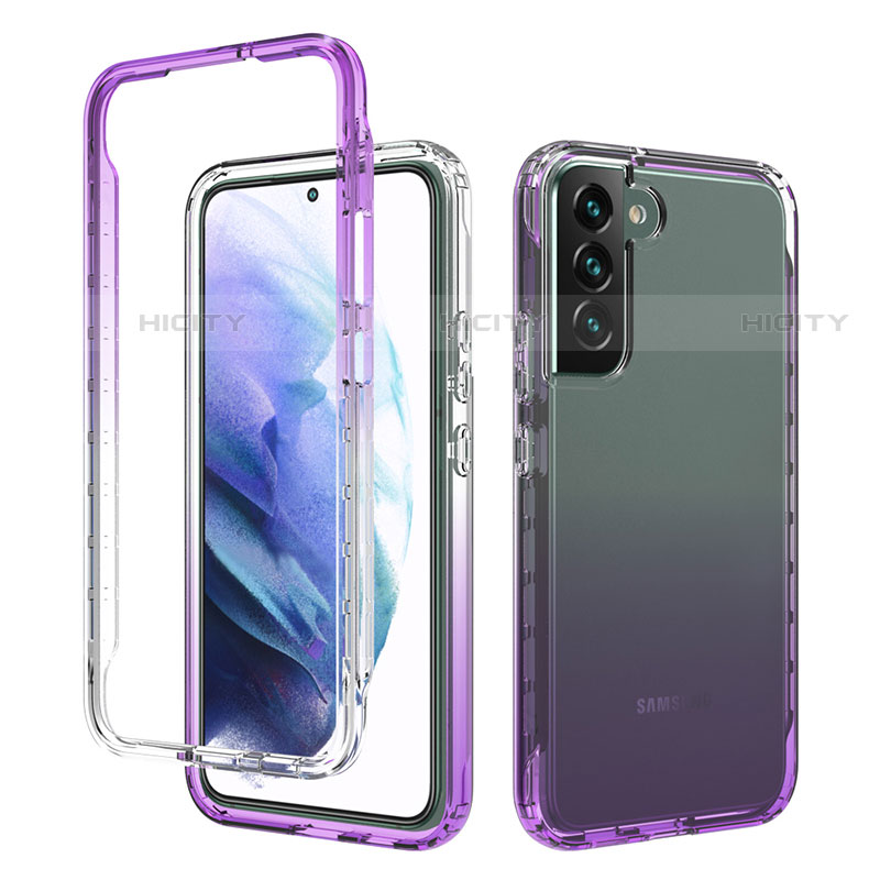 Custodia Silicone Trasparente Ultra Sottile Morbida Cover Fronte e Retro 360 Gradi Sfumato M01 per Samsung Galaxy S21 5G Viola