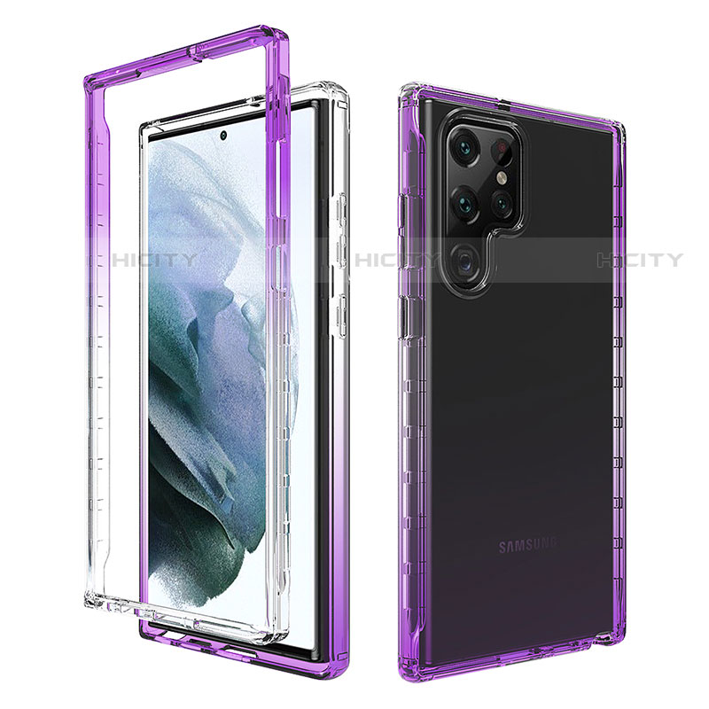 Custodia Silicone Trasparente Ultra Sottile Morbida Cover Fronte e Retro 360 Gradi Sfumato M01 per Samsung Galaxy S21 Ultra 5G