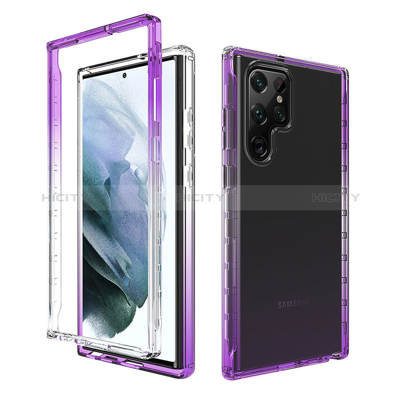 Custodia Silicone Trasparente Ultra Sottile Morbida Cover Fronte e Retro 360 Gradi Sfumato M01 per Samsung Galaxy S25 Ultra 5G Viola