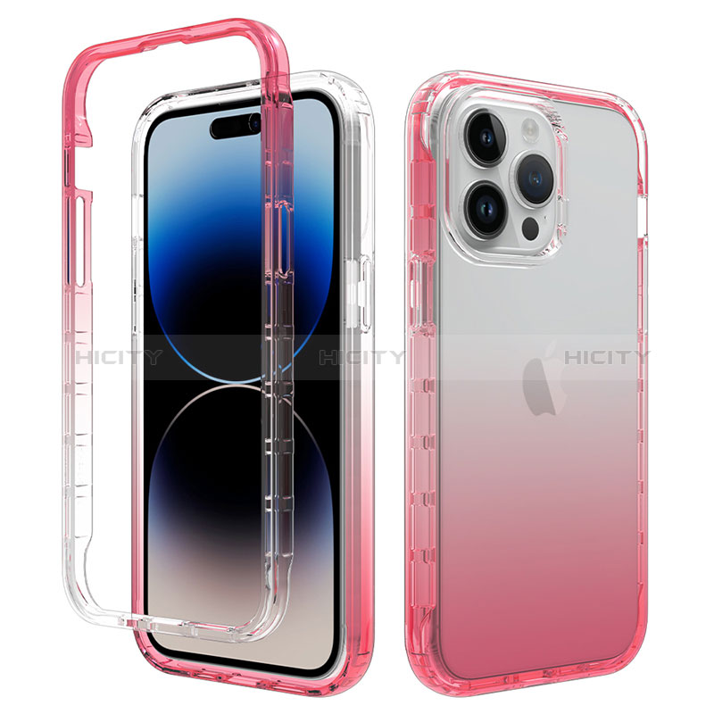 Custodia Silicone Trasparente Ultra Sottile Morbida Cover Fronte e Retro 360 Gradi Sfumato per Apple iPhone 14 Pro