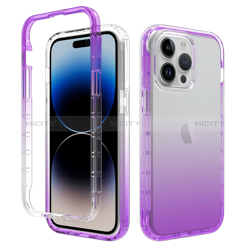 Custodia Silicone Trasparente Ultra Sottile Morbida Cover Fronte e Retro 360 Gradi Sfumato per Apple iPhone 14 Pro