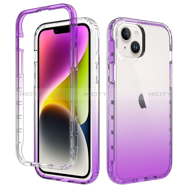 Custodia Silicone Trasparente Ultra Sottile Morbida Cover Fronte e Retro 360 Gradi Sfumato per Apple iPhone 14 Viola