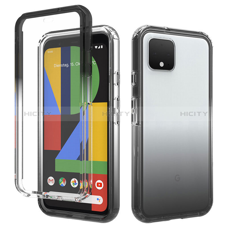 Custodia Silicone Trasparente Ultra Sottile Morbida Cover Fronte e Retro 360 Gradi Sfumato per Google Pixel 4 Grigio Scuro