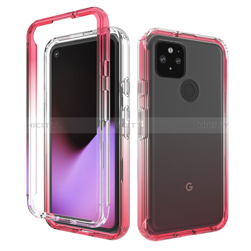 Custodia Silicone Trasparente Ultra Sottile Morbida Cover Fronte e Retro 360 Gradi Sfumato per Google Pixel 5