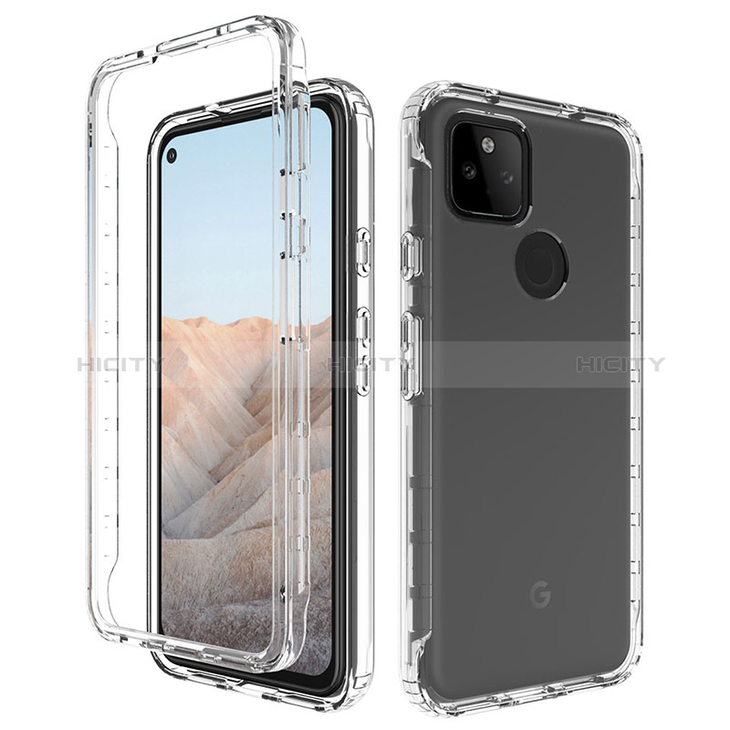 Custodia Silicone Trasparente Ultra Sottile Morbida Cover Fronte e Retro 360 Gradi Sfumato per Google Pixel 5a 5G Chiaro