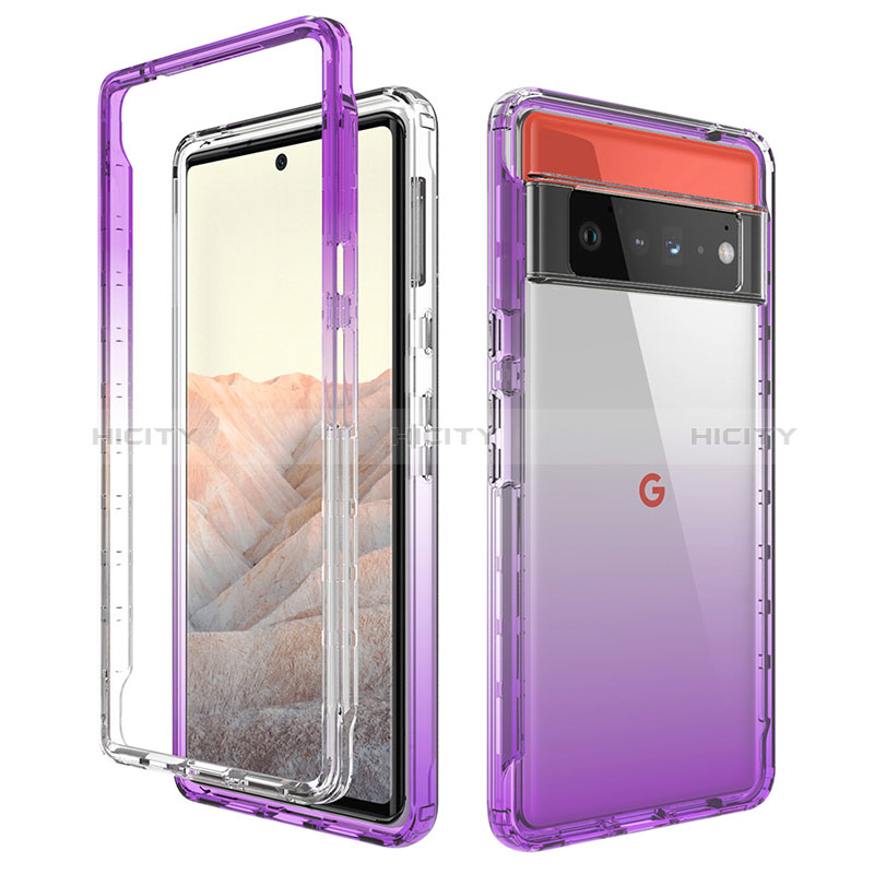 Custodia Silicone Trasparente Ultra Sottile Morbida Cover Fronte e Retro 360 Gradi Sfumato per Google Pixel 6 Pro 5G