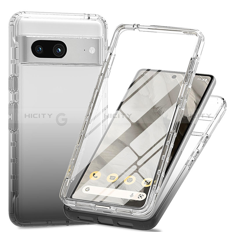 Custodia Silicone Trasparente Ultra Sottile Morbida Cover Fronte e Retro 360 Gradi Sfumato per Google Pixel 7a 5G Grigio Scuro