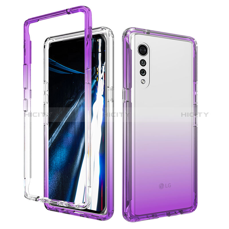 Custodia Silicone Trasparente Ultra Sottile Morbida Cover Fronte e Retro 360 Gradi Sfumato per LG Velvet 5G Viola