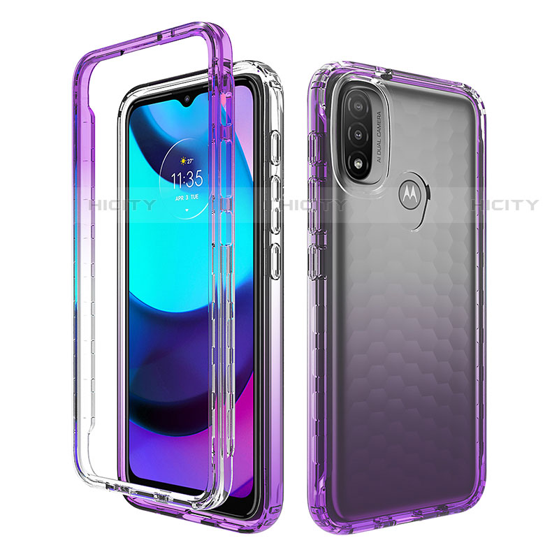 Custodia Silicone Trasparente Ultra Sottile Morbida Cover Fronte e Retro 360 Gradi Sfumato per Motorola Moto E40 Viola