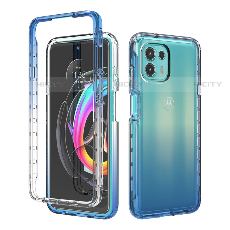 Custodia Silicone Trasparente Ultra Sottile Morbida Cover Fronte e Retro 360 Gradi Sfumato per Motorola Moto Edge 20 Lite 5G Blu