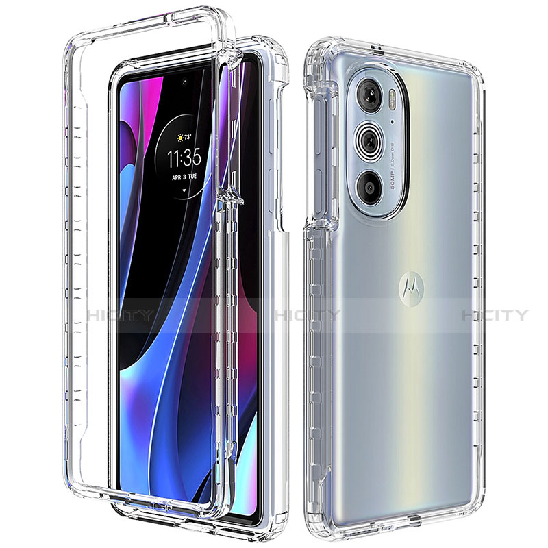 Custodia Silicone Trasparente Ultra Sottile Morbida Cover Fronte e Retro 360 Gradi Sfumato per Motorola Moto Edge 30 Pro 5G Chiaro