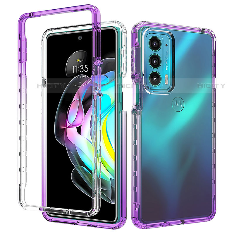 Custodia Silicone Trasparente Ultra Sottile Morbida Cover Fronte e Retro 360 Gradi Sfumato per Motorola Moto Edge Lite 5G Viola