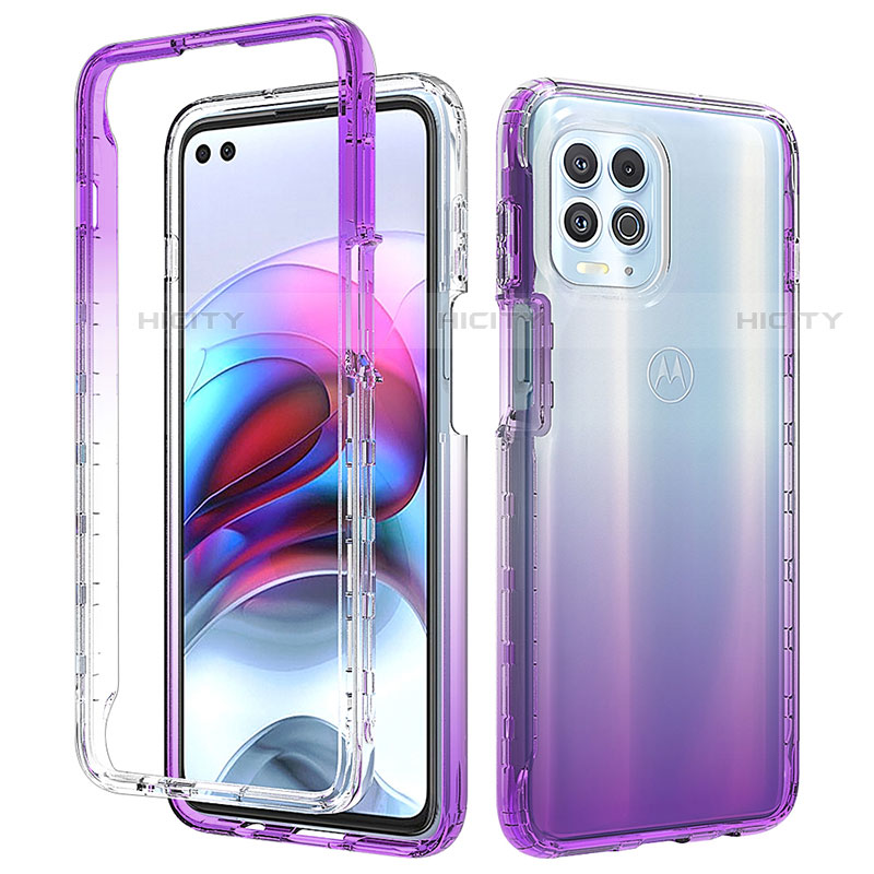 Custodia Silicone Trasparente Ultra Sottile Morbida Cover Fronte e Retro 360 Gradi Sfumato per Motorola Moto Edge S 5G Viola