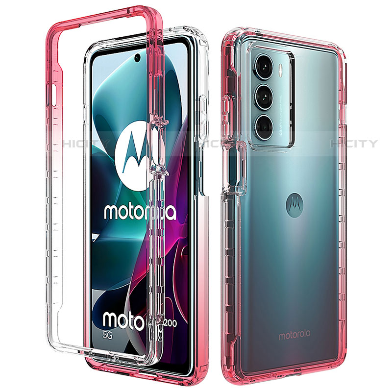 Custodia Silicone Trasparente Ultra Sottile Morbida Cover Fronte e Retro 360 Gradi Sfumato per Motorola Moto Edge S30 5G Rosso