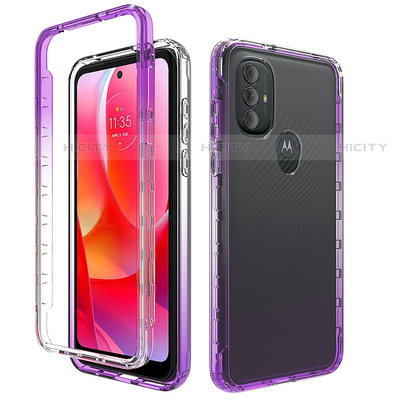 Custodia Silicone Trasparente Ultra Sottile Morbida Cover Fronte e Retro 360 Gradi Sfumato per Motorola Moto G Power (2022) Viola